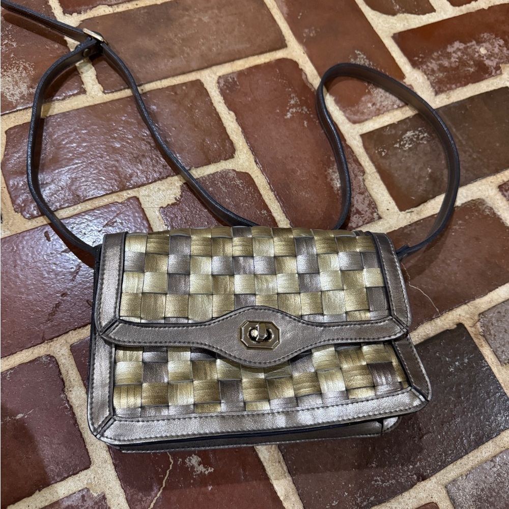 Elegant Woven Gold and Silver Women's Bag